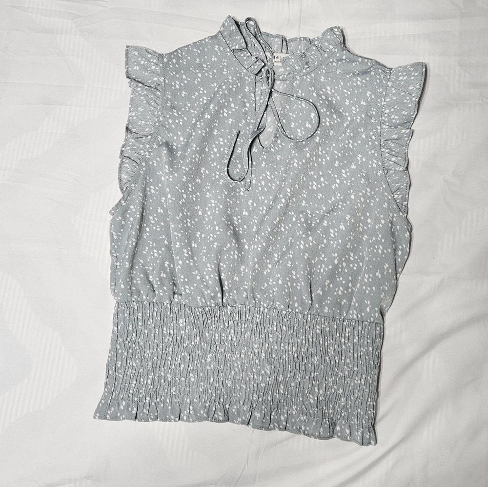 Paper Crane Ruffled Light Blue Top
